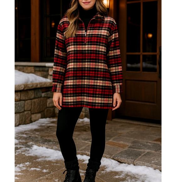 Vintage Eddie Bauer Women's Plaid Tunic 100% Cotton Pullover Sz. Medium Relaxed - Picture 1 of 10